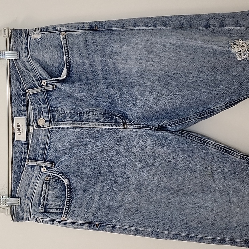 AGOLDE 100% Organic Cotton Jamie High Rise Jeans Distressed Button Fly Sz 29 - Picture 5 of 16